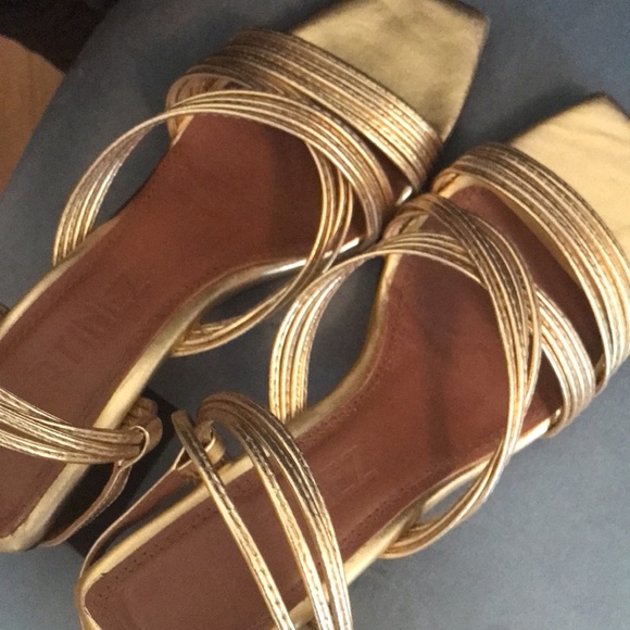 Souliers Martinez Penelope 55 Metallic Leather Slingback Sandals - Picture 6 of 9